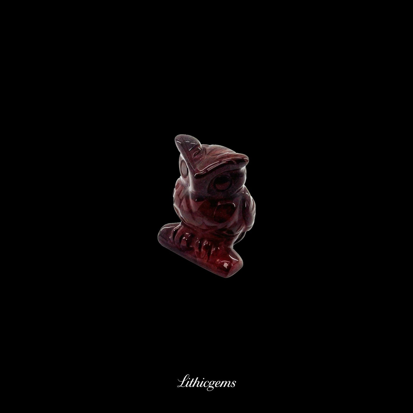 Silent Sage - 3cm Owl Sculpture | Commemorating Death and Animal Charm Series - Flower Red Stone Natural Crystal Gemstones - Lithicgems