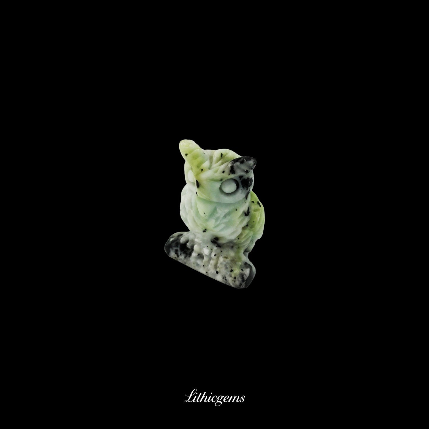 Silent Sage - 3cm Owl Sculpture | Commemorating Death and Animal Charm Series - Yellow-veined Pine Natural Crystal Gemstones - Lithicgems