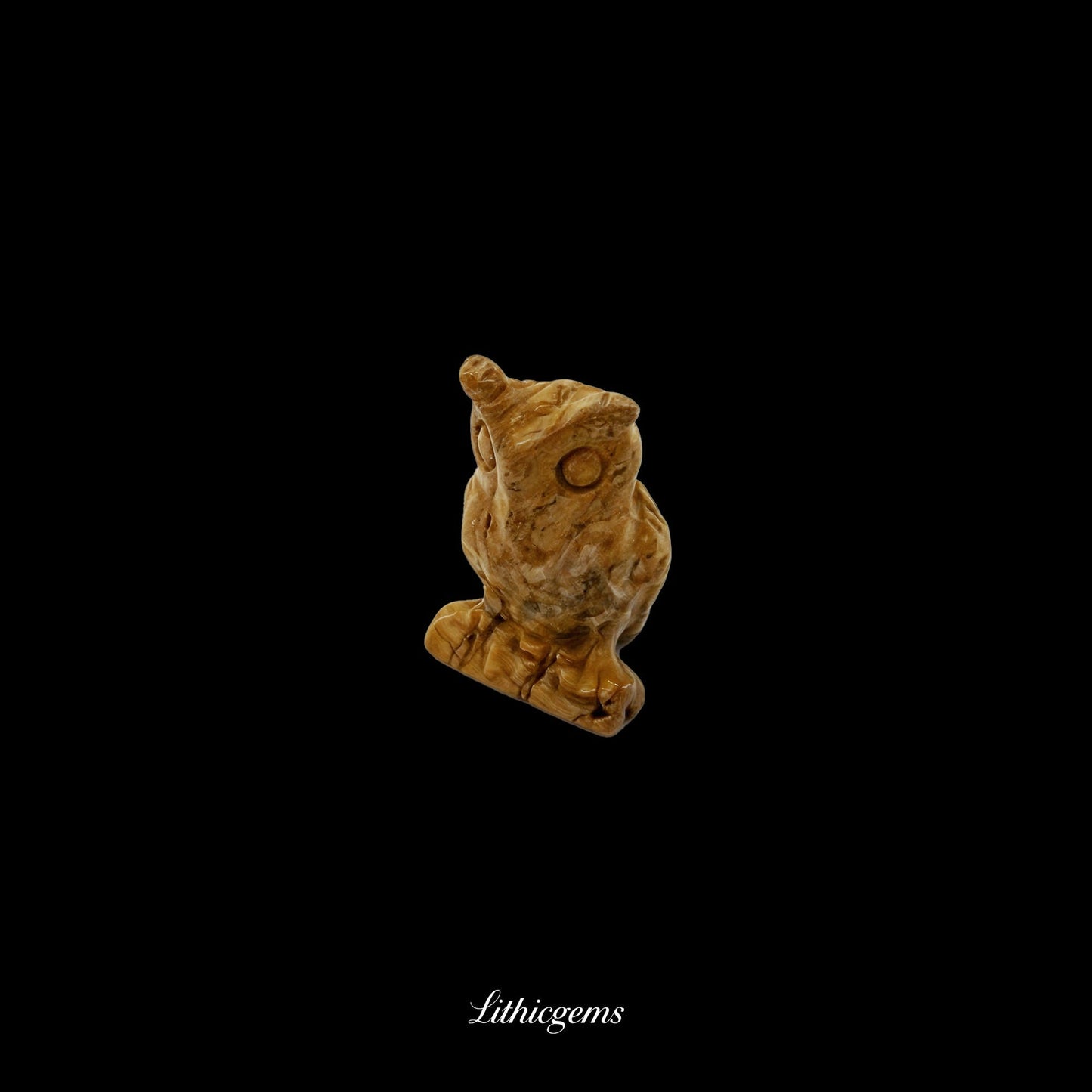 Silent Sage - 3cm Owl Sculpture | Commemorating Death and Animal Charm Series - Crazy Agate Natural Crystal Gemstones - Lithicgems