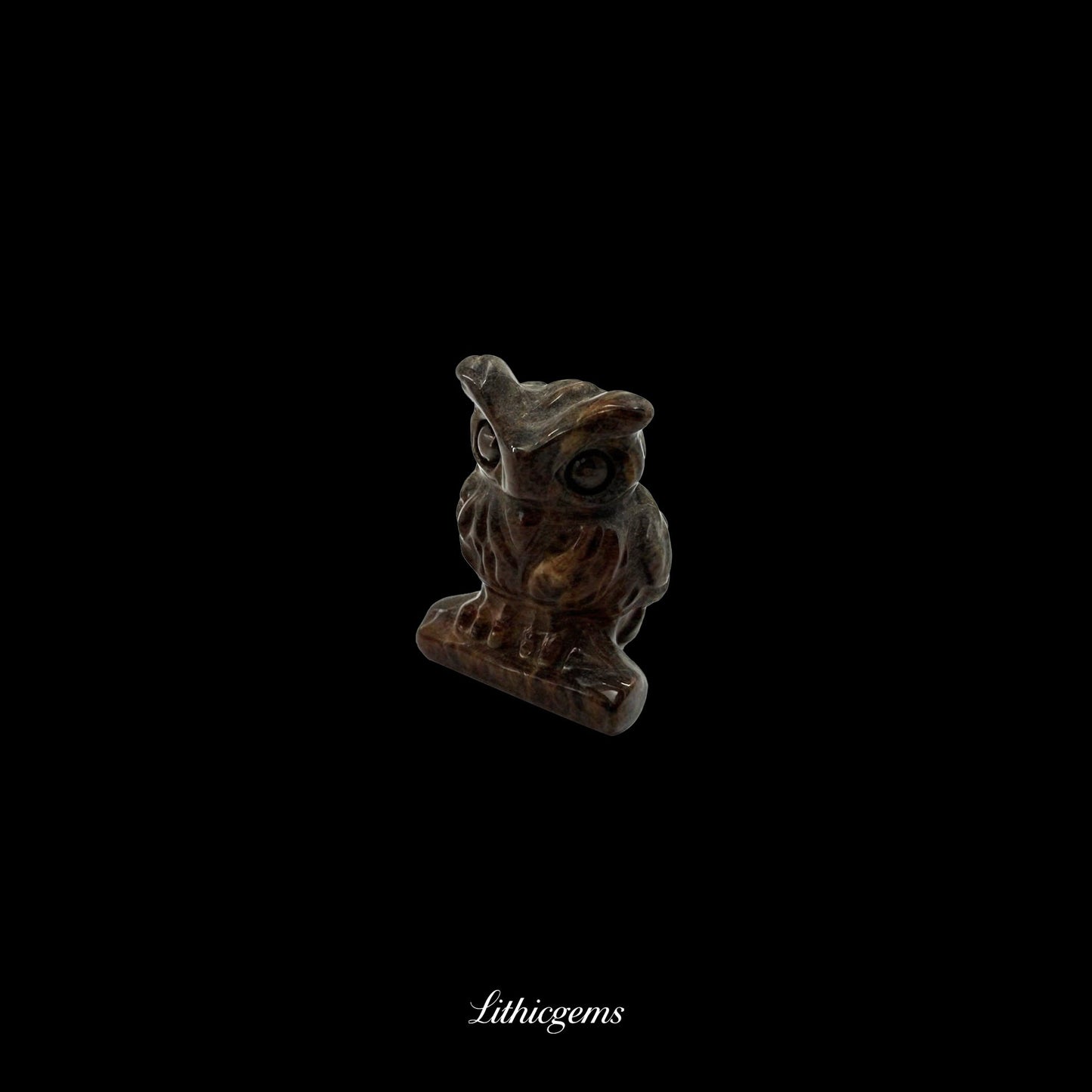 Silent Sage - 3cm Owl Sculpture | Commemorating Death and Animal Charm Series - Tiger Stone Natural Crystal Gemstones - Lithicgems