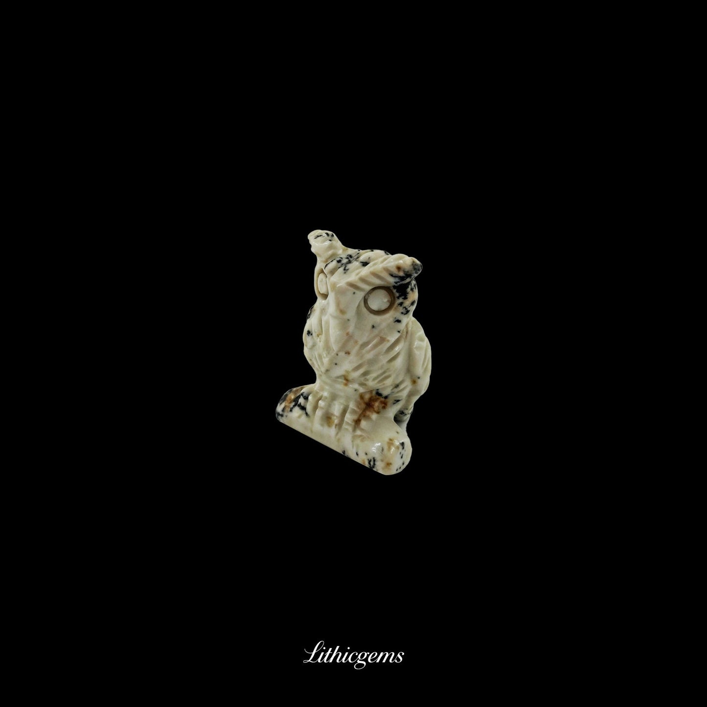 Silent Sage - 3cm Owl Sculpture | Commemorating Death and Animal Charm Series - Tree-patterned Stone Natural Crystal Gemstones - Lithicgems