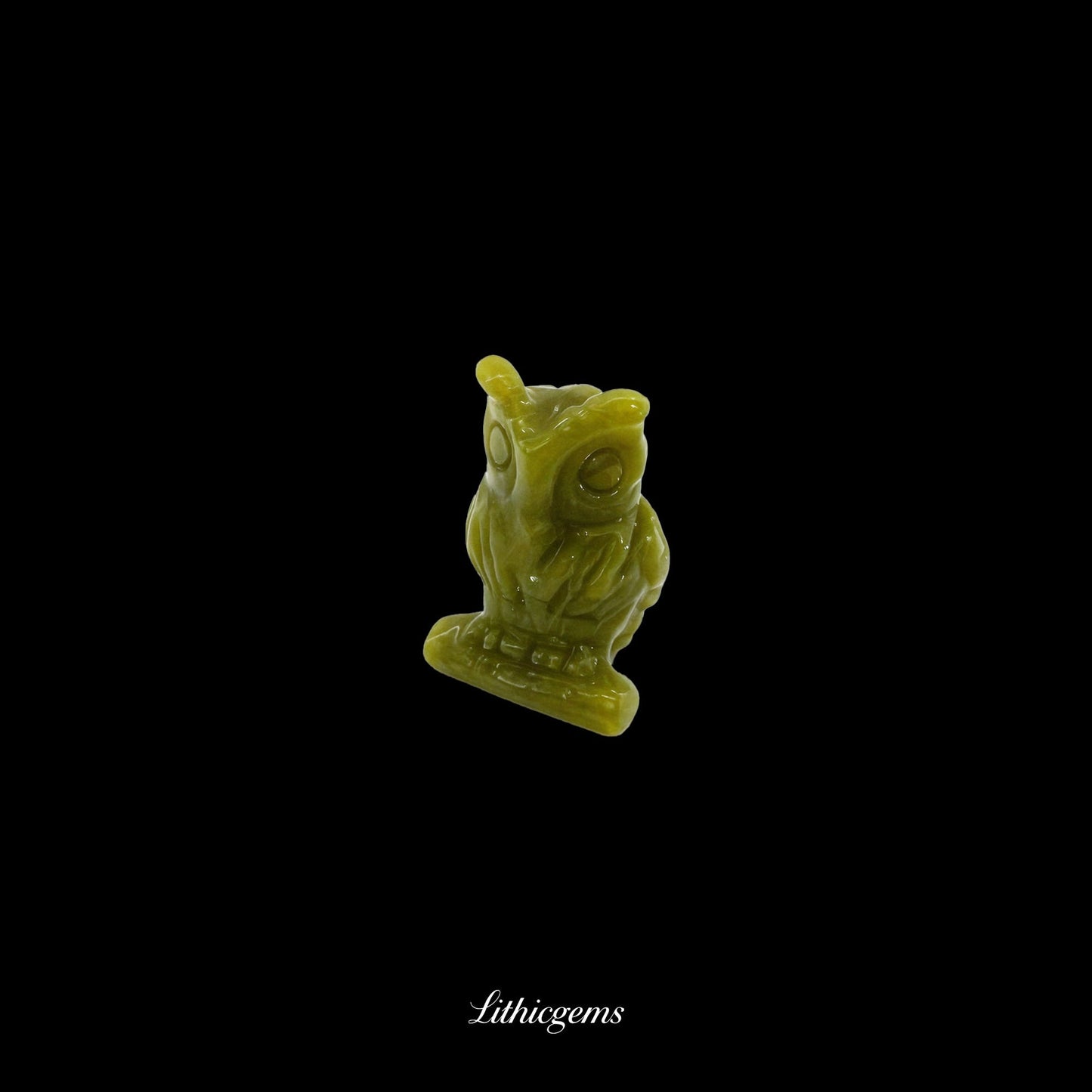Silent Sage - 3cm Owl Sculpture | Commemorating Death and Animal Charm Series - Lemon Jade Natural Crystal Gemstones - Lithicgems