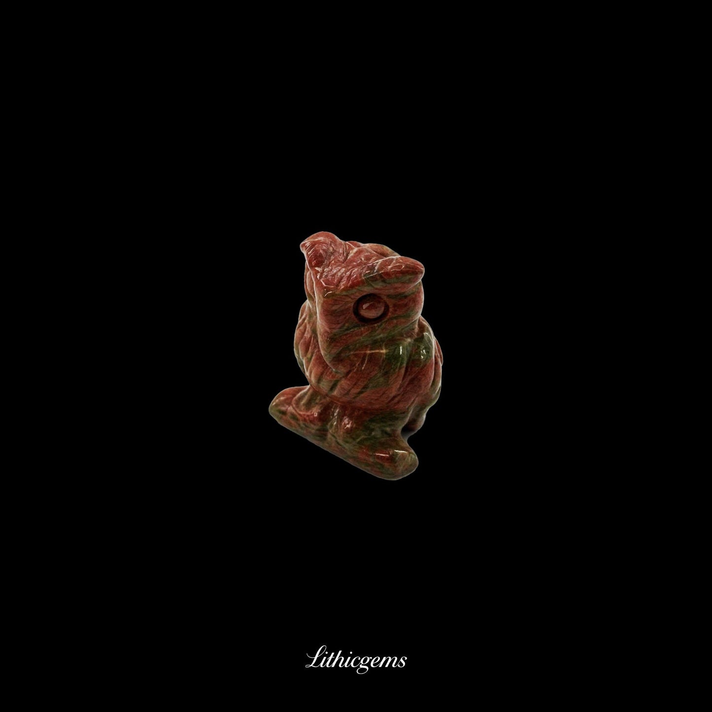 Silent Sage - 3cm Owl Sculpture | Commemorating Death and Animal Charm Series - Flower Green Stone Natural Crystal Gemstones - Lithicgems