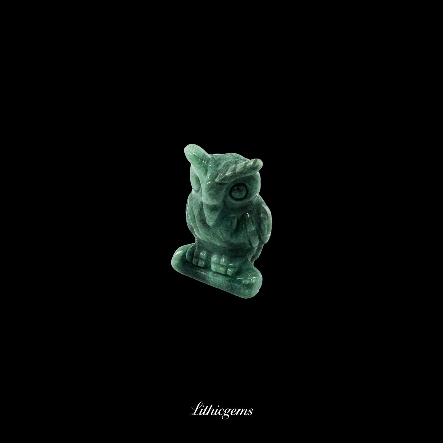 Silent Sage - 3cm Owl Sculpture | Commemorating Death and Animal Charm Series - Green Dongling Jade Natural Crystal Gemstones - Lithicgems