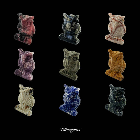 Silent Sage - 3cm Owl Sculpture | Commemorating Death and Animal Charm Series Natural Crystal Gemstones - Lithicgems Jewelry