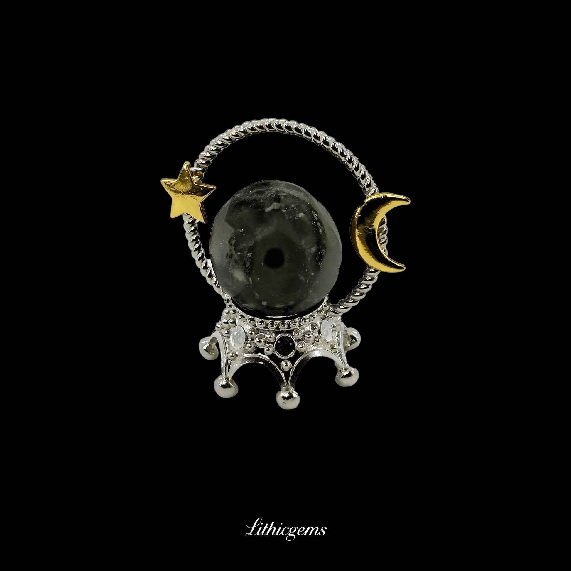 The Cosmic Pebble - 3cm Planetary Carving - Obsidian Natural Crystal Gemstones - Lithicgems