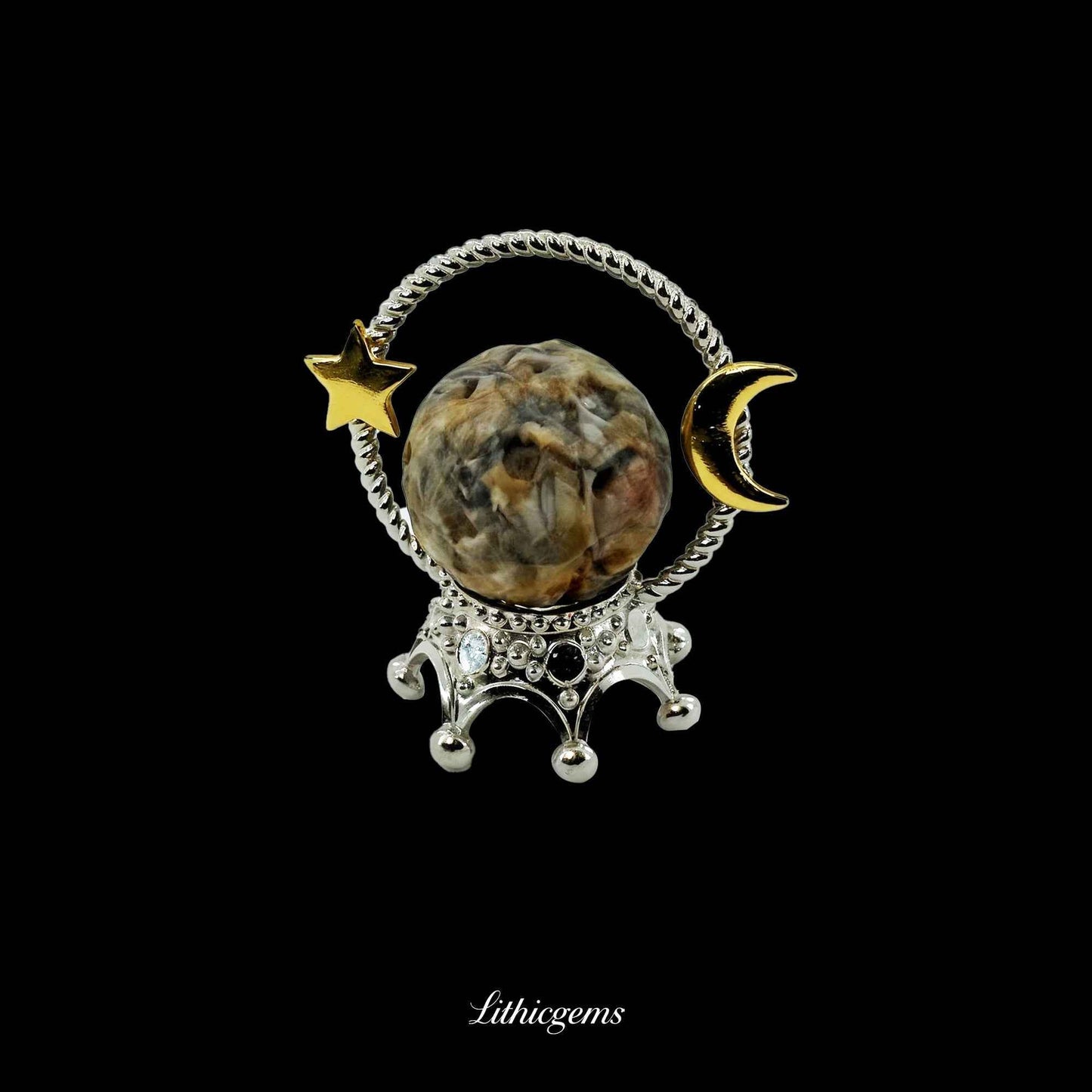 The Cosmic Pebble - 3cm Planetary Carving - Crazy Agate Natural Crystal Gemstones - Lithicgems