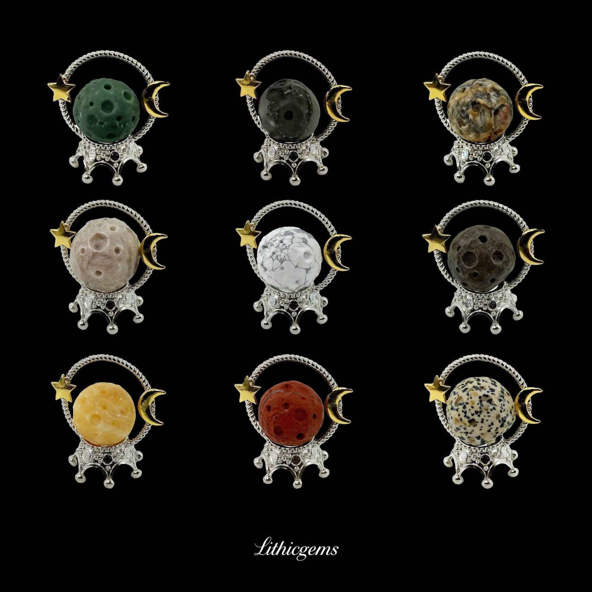 The Cosmic Pebble - 3cm Planetary Carving Natural Crystal Gemstones - Lithicgems Jewelry