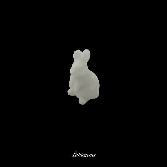 The Moonlight Harvest - 3cm Moonstone Rabbit Talisman - White Jade Natural Crystal Gemstones - Lithicgems