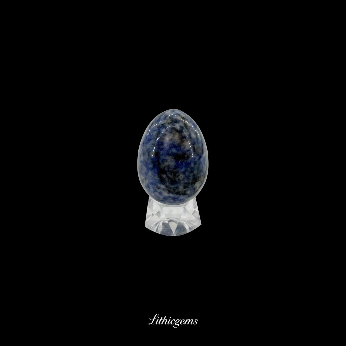 The Covenant of Creation - 3cm Egg Sculpture | Genesis Series - Blue Veined Agate Natural Crystal Gemstones - Lithicgems