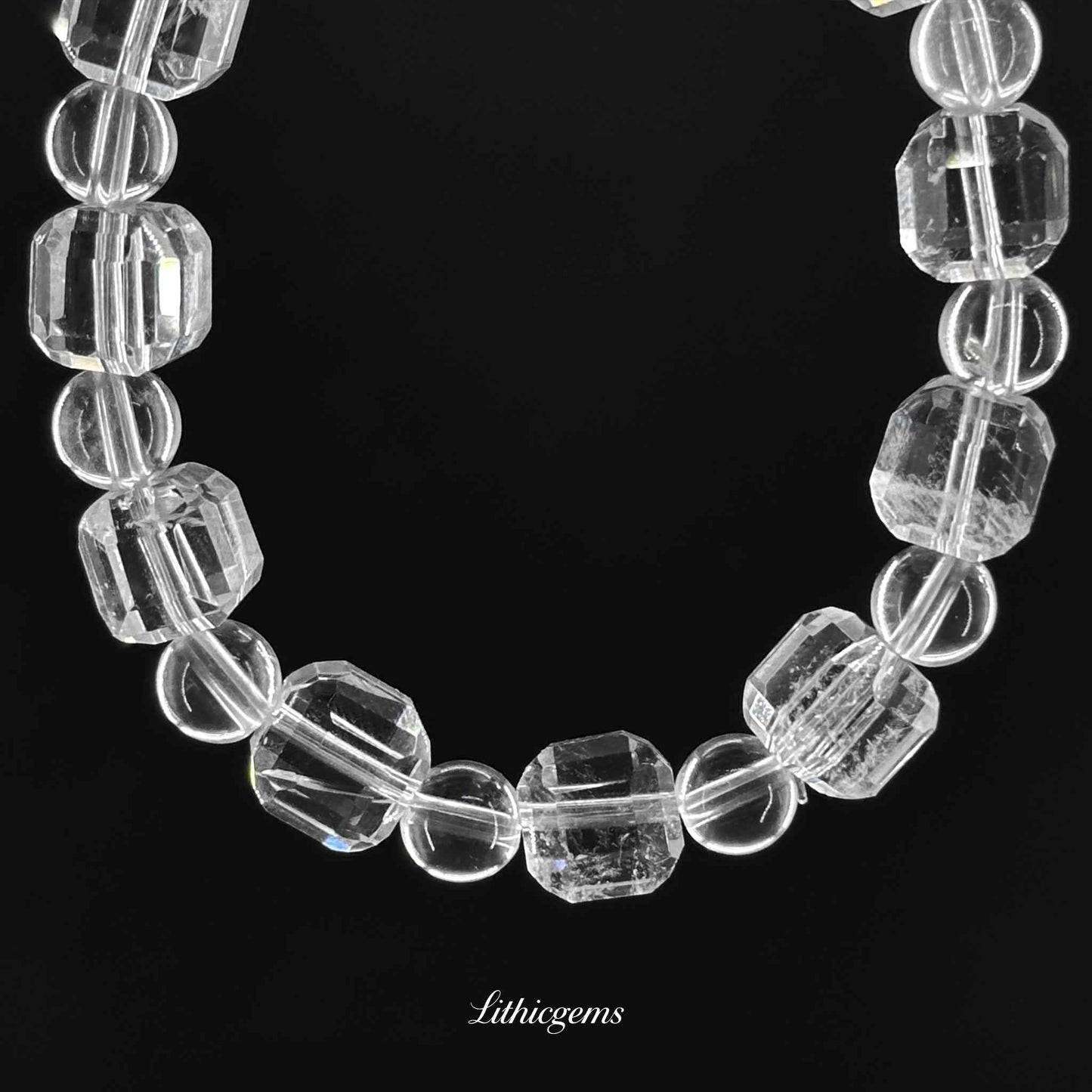 Clear Quartz | Hand-Cut Angled Faceting Technique Natural Crystal Gemstones - Lithicgems Jewelry