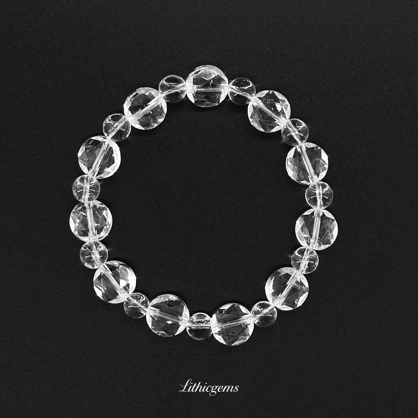 Clear Quartz | Hand-Cut Angled Faceting Technique - Hexagram (Bead diameter 7.3mm | Hexagram width 11.5mm, thickness 6.7mm) Natural Crystal Gemstones - Lithicgems