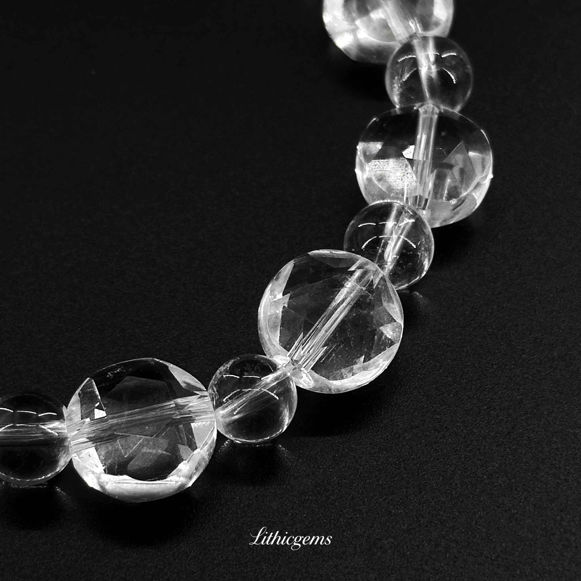 Clear Quartz | Hand-Cut Angled Faceting Technique Natural Crystal Gemstones - Lithicgems Jewelry