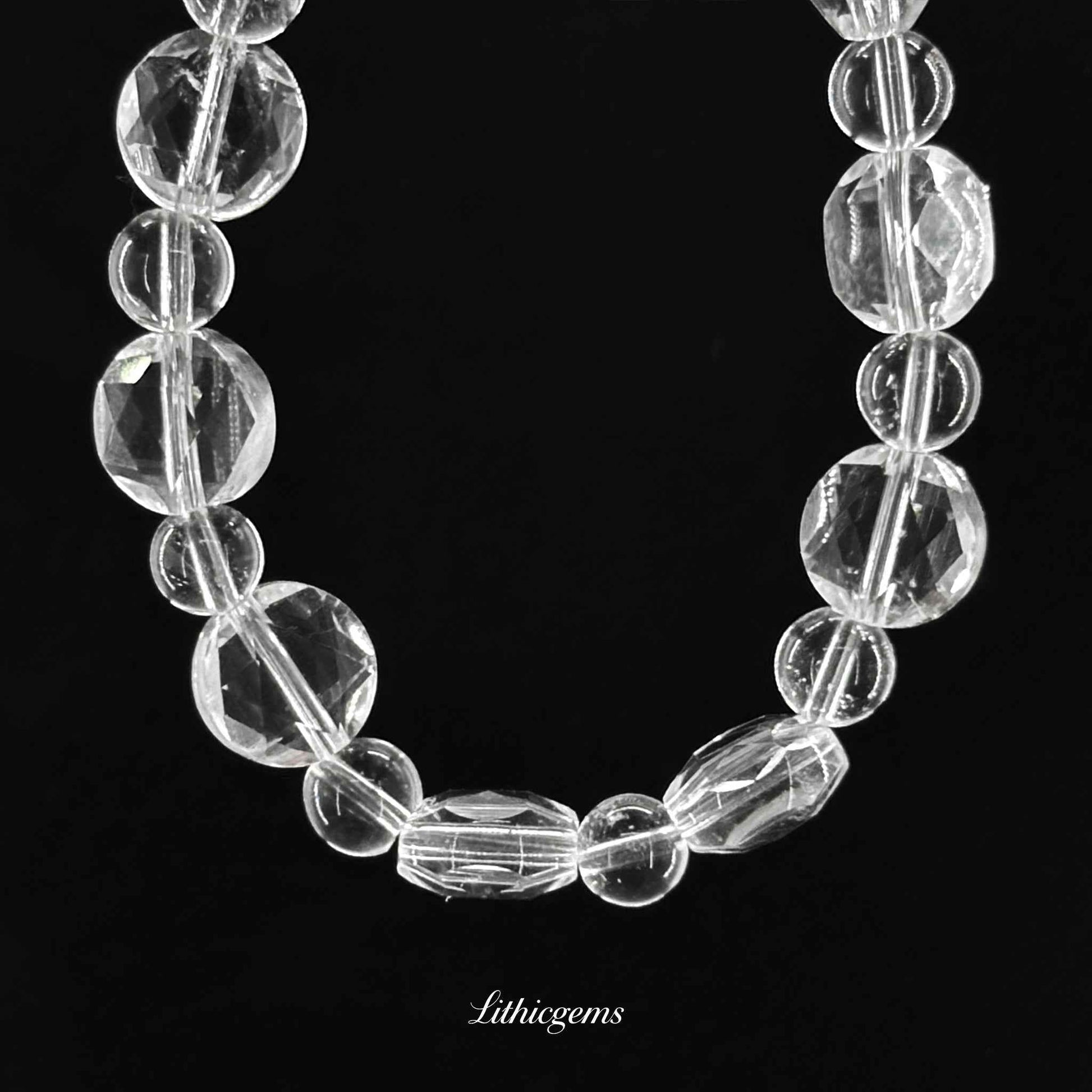 Clear Quartz | Hand-Cut Angled Faceting Technique Natural Crystal Gemstones - Lithicgems Jewelry