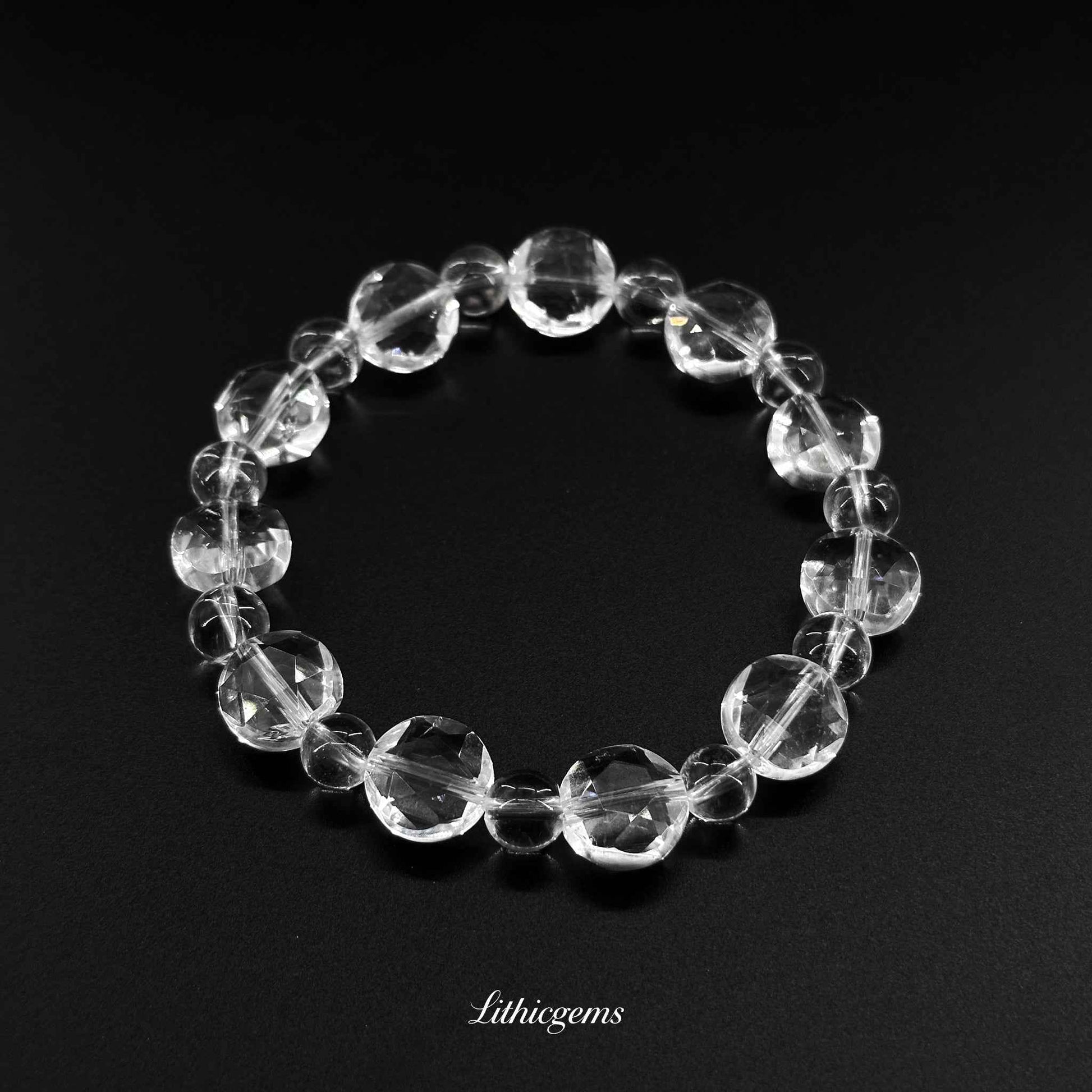 Clear Quartz | Hand-Cut Angled Faceting Technique Natural Crystal Gemstones - Lithicgems Jewelry