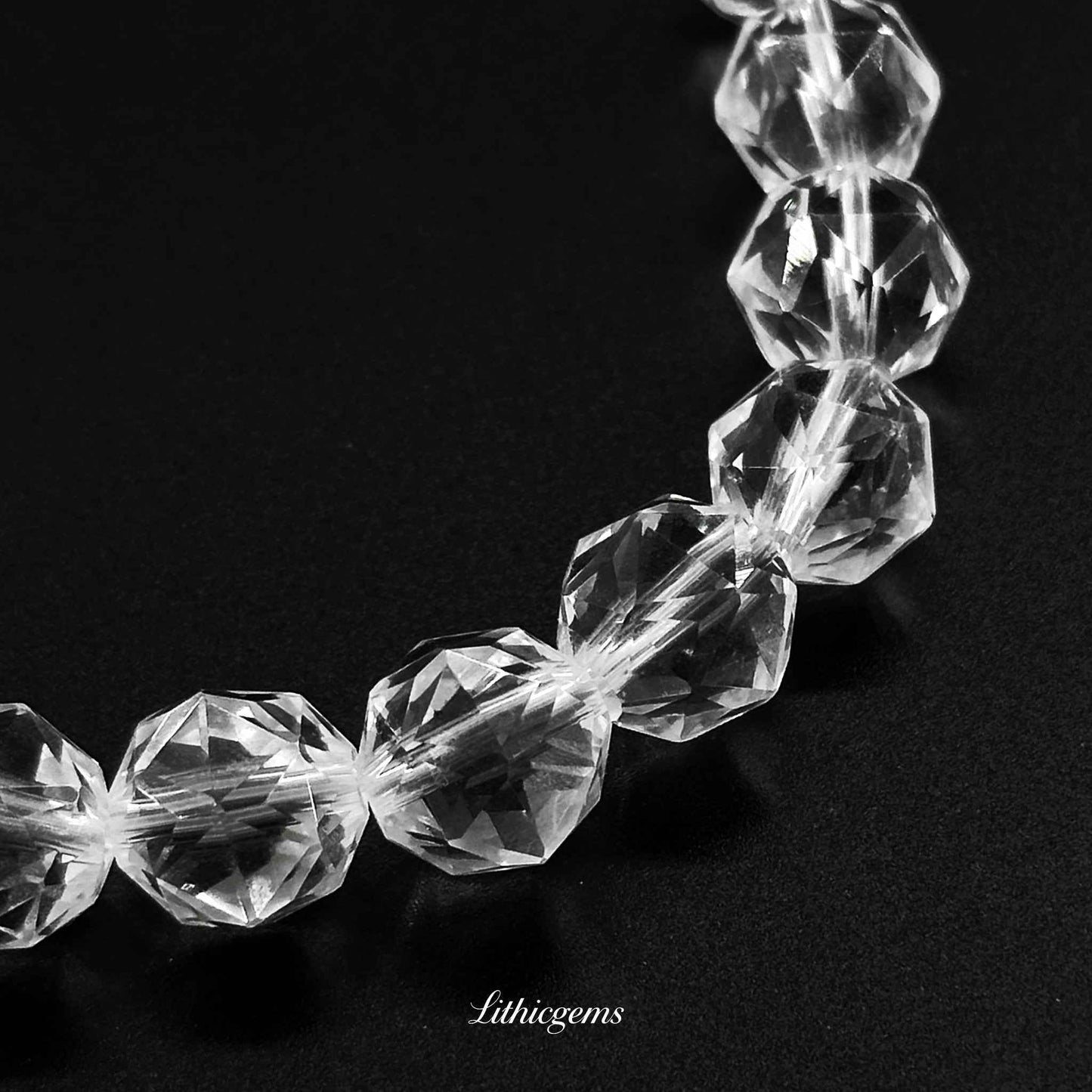 Clear Quartz | Hand-Cut Angled Faceting Technique Natural Crystal Gemstones - Lithicgems Jewelry
