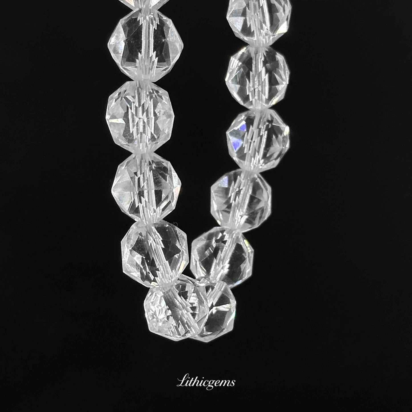 Clear Quartz | Hand-Cut Angled Faceting Technique Natural Crystal Gemstones - Lithicgems Jewelry