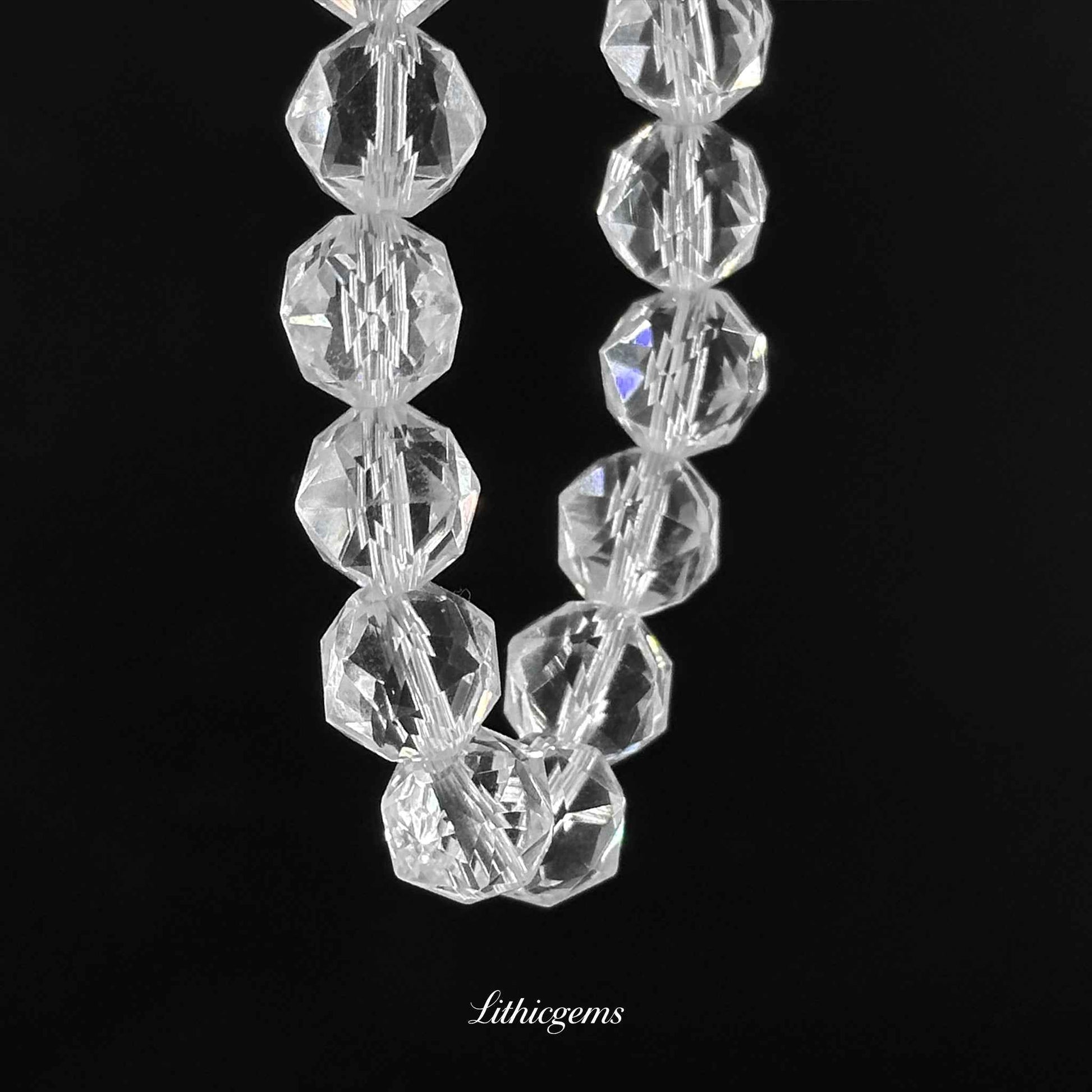 Clear Quartz | Hand-Cut Angled Faceting Technique Natural Crystal Gemstones - Lithicgems Jewelry