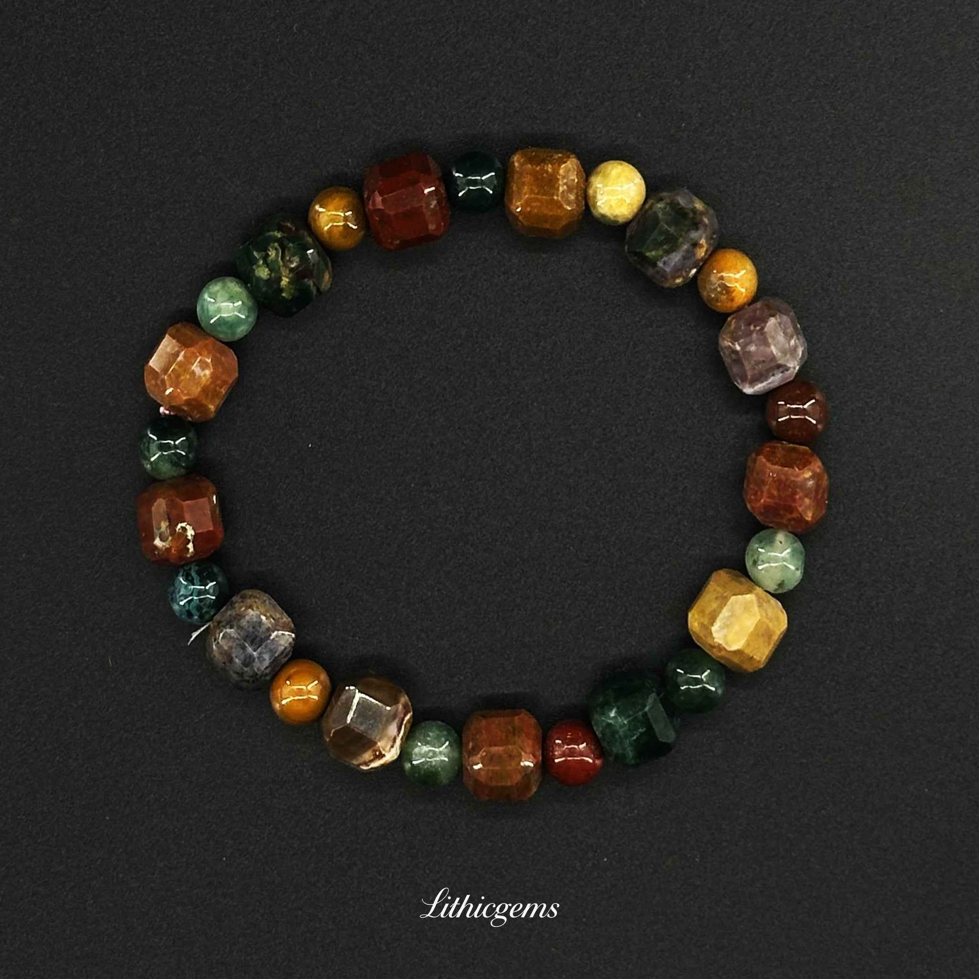 Faceted Dream Tiger Eye Bracelet - Precision Cut for Amplified Energy & Sparkling Style - Cutting beads 9mm|Bead 7mm|20±1g Natural Crystal Gemstones - Lithicgems