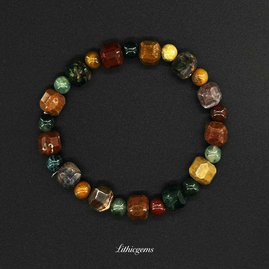 Faceted Dream Tiger Eye Bracelet - Precision Cut for Amplified Energy & Sparkling Style - Cutting beads 9mm|Bead 7mm|20±1g Natural Crystal Gemstones - Lithicgems