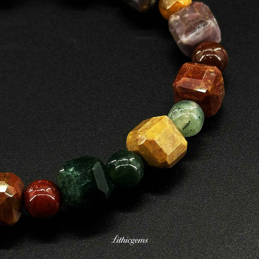 Faceted Dream Tiger Eye Bracelet - Precision Cut for Amplified Energy & Sparkling Style Natural Crystal Gemstones - Lithicgems Jewelry