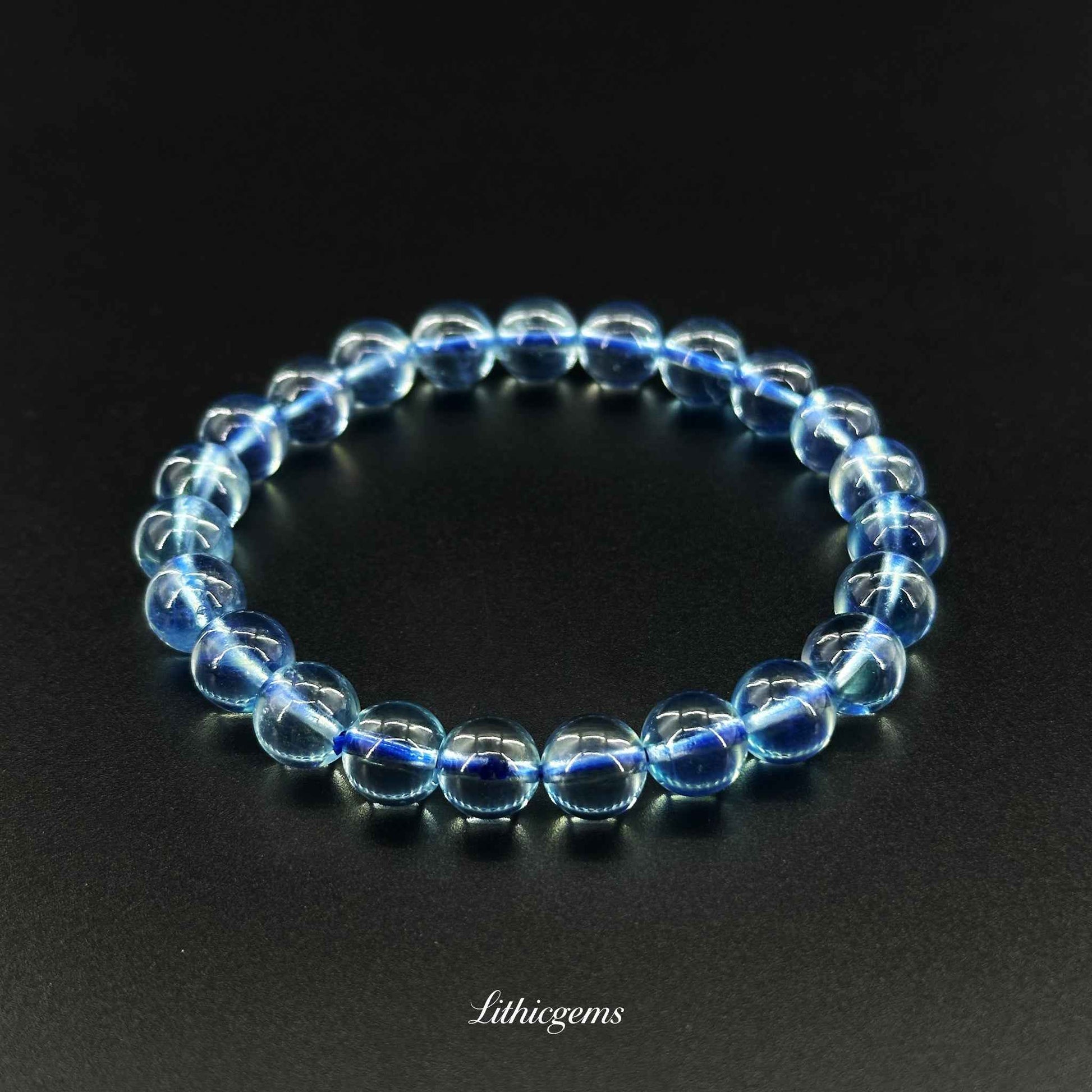 Custom Santa Maria Aquamarine Bracelet - Deep Ocean Blue Crystal for Calm & Communication