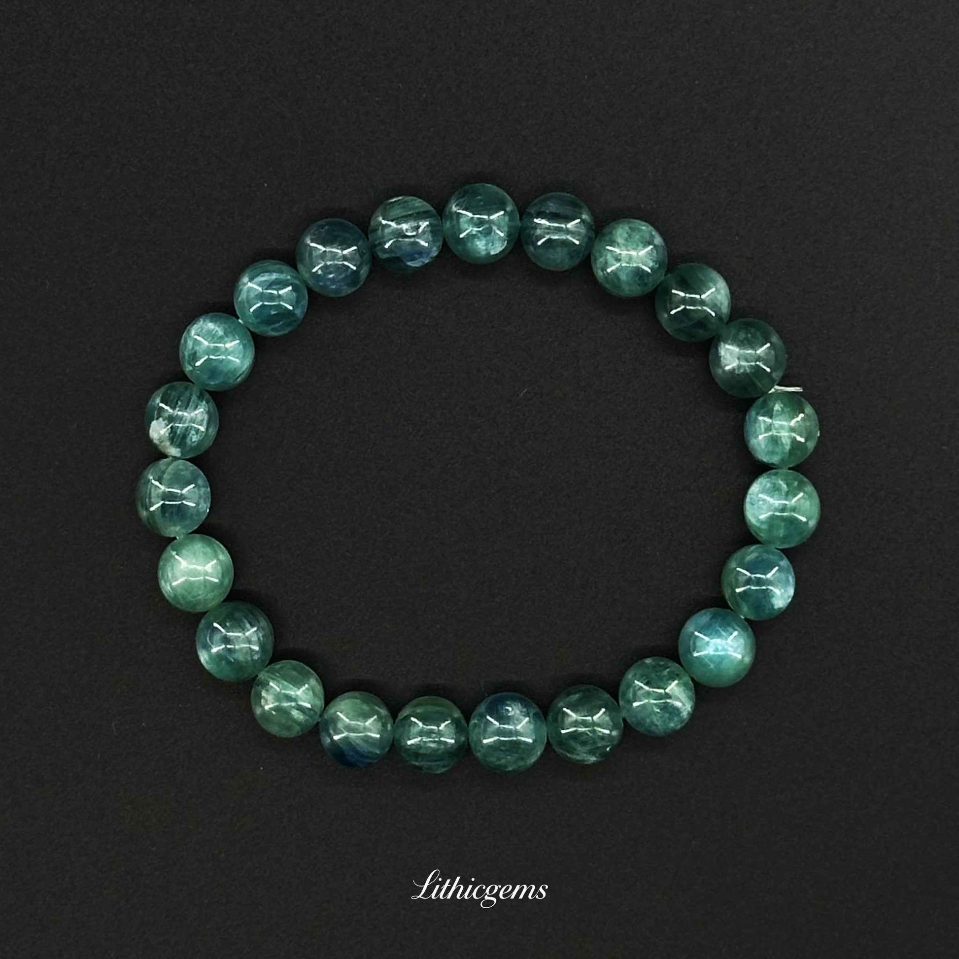 Blue Kyanite Bracelet - The Ultimate Alignment Stone for Instant Chakra Balancing & Communication - 8mm|21±2g Natural Crystal Gemstones - Lithicgems