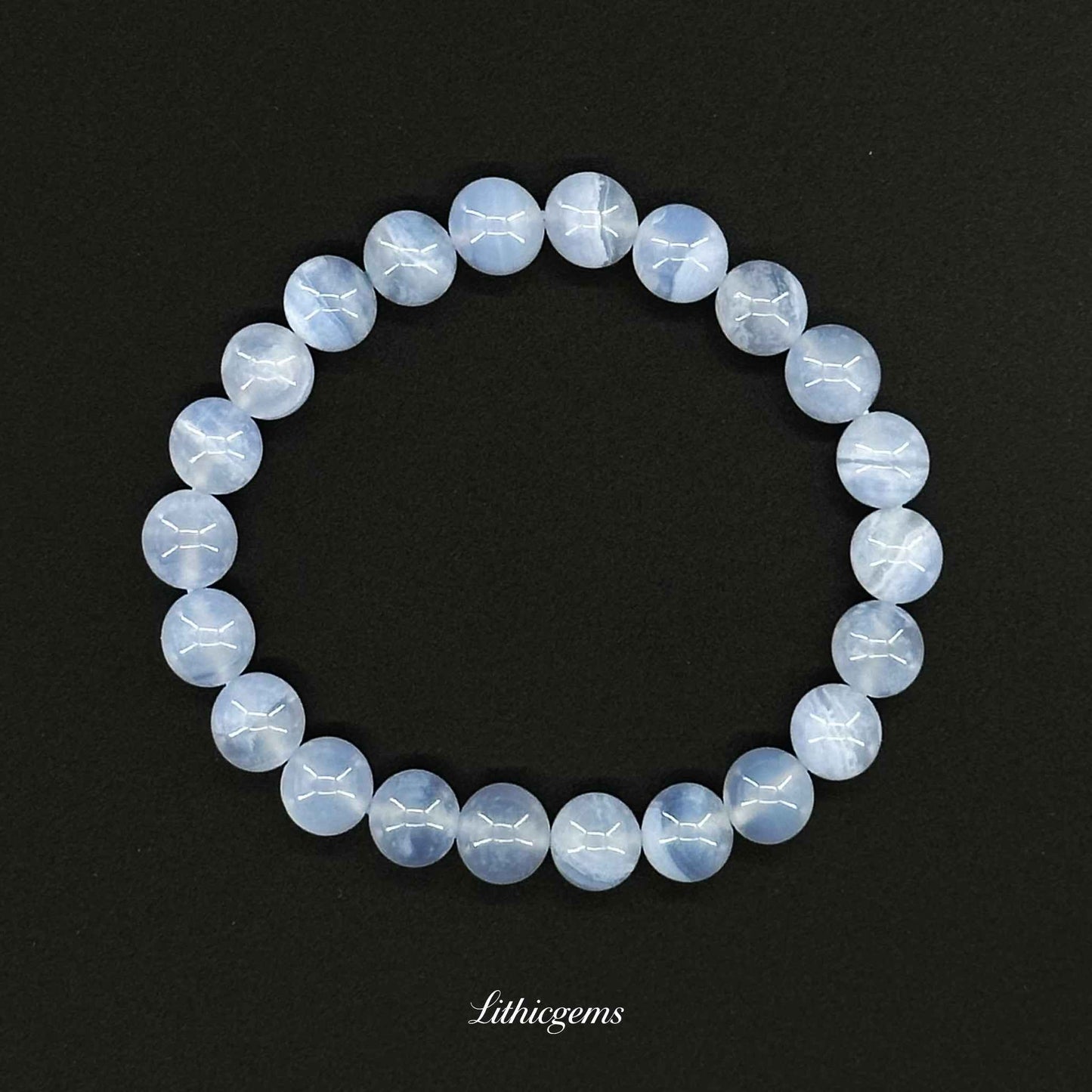 Blue Lace Agate Bracelet - Soothing Stone for Calm Communication & Inner Peace - 8mm|21±2g Natural Crystal Gemstones - Lithicgems