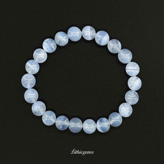 Blue Lace Agate Bracelet - Soothing Stone for Calm Communication & Inner Peace - 8mm|21±2g Natural Crystal Gemstones - Lithicgems