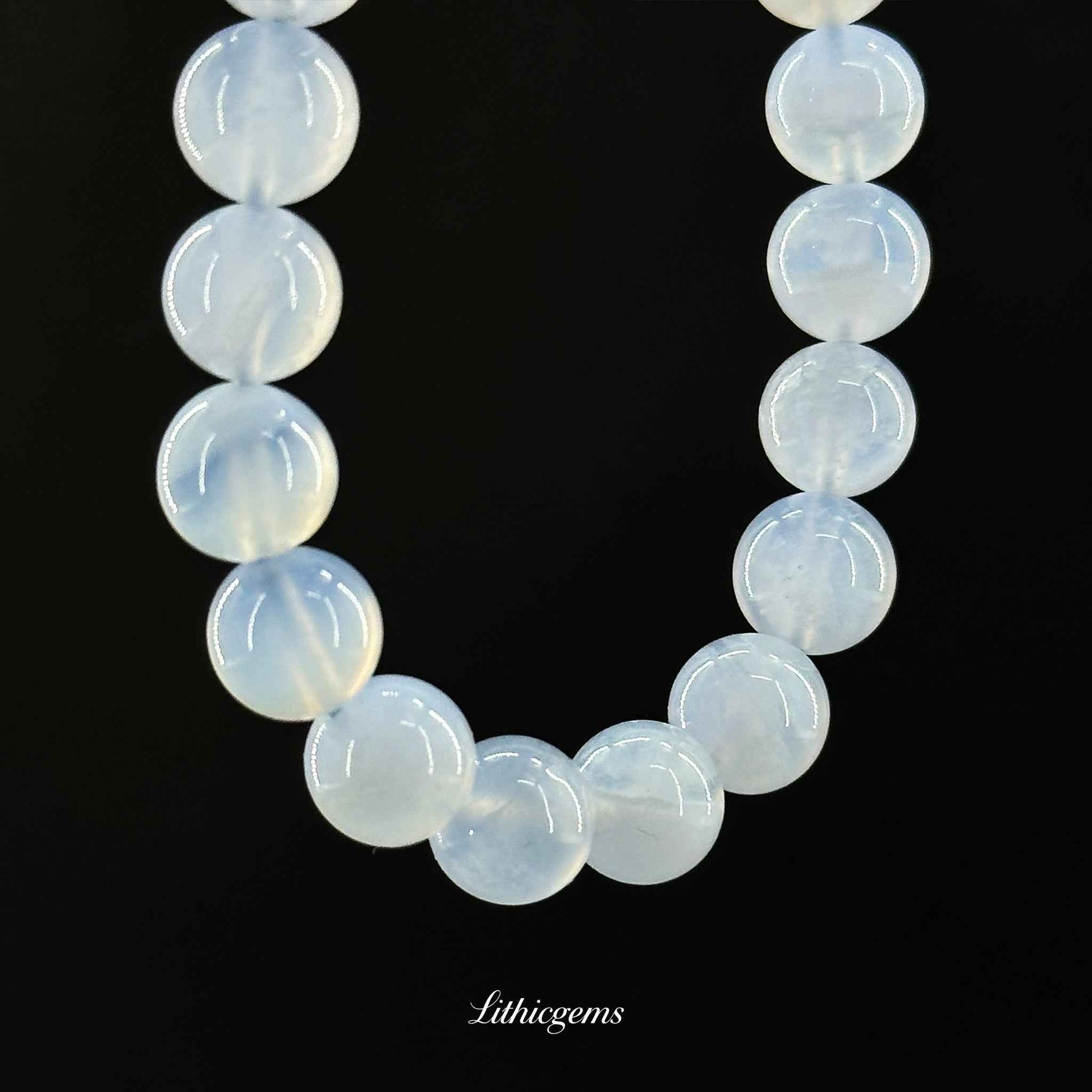 Blue Lace Agate Bracelet - Soothing Stone for Calm Communication & Inner Peace Natural Crystal Gemstones - Lithicgems Jewelry