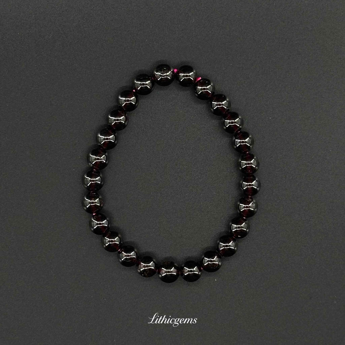 Garnet Bracelet - Root Chakra Stone for Vitality, Passion & Grounding - 8mm|21±2g Natural Crystal Gemstones - Lithicgems