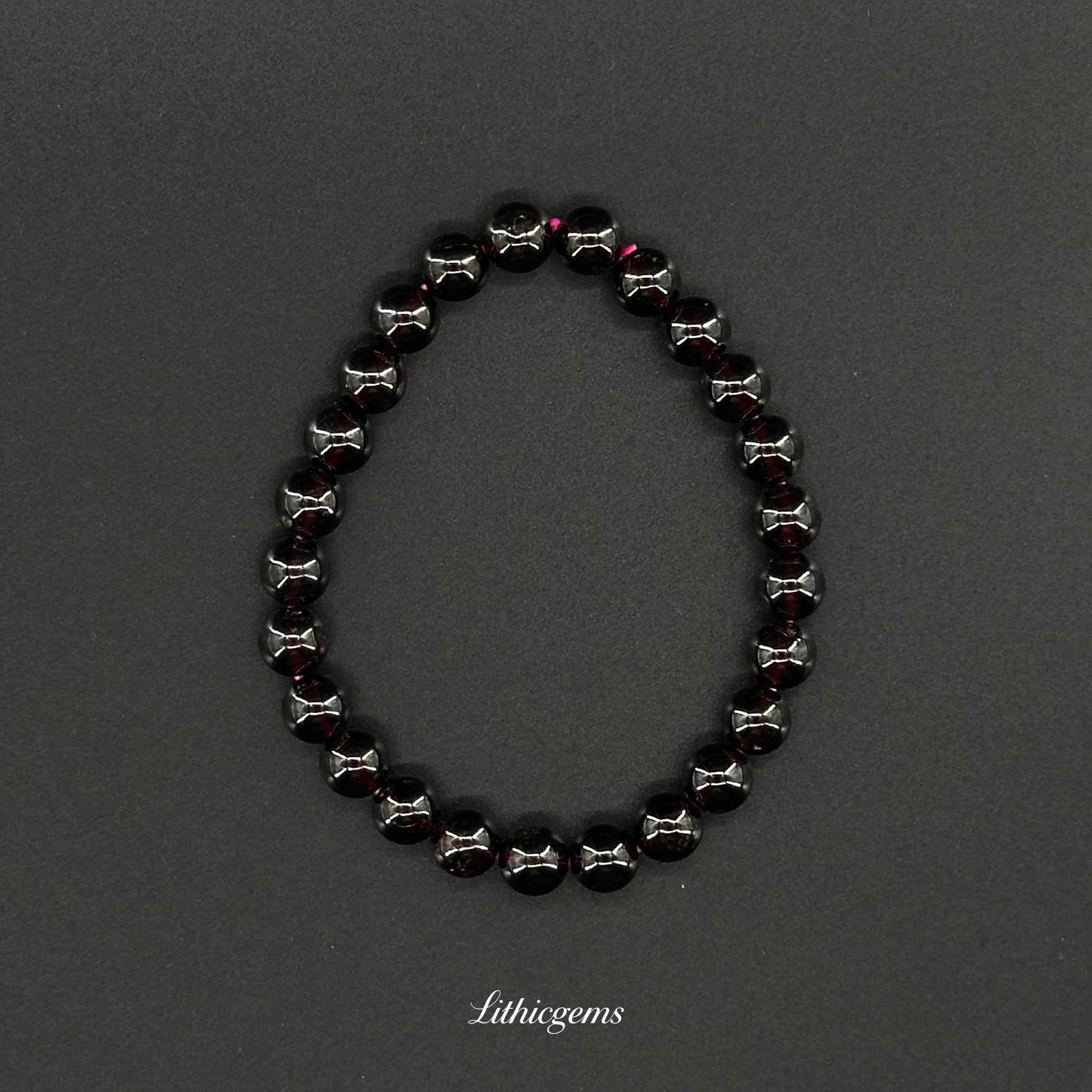 Garnet Bracelet - Root Chakra Stone for Vitality, Passion & Grounding - 8mm|21±2g Natural Crystal Gemstones - Lithicgems