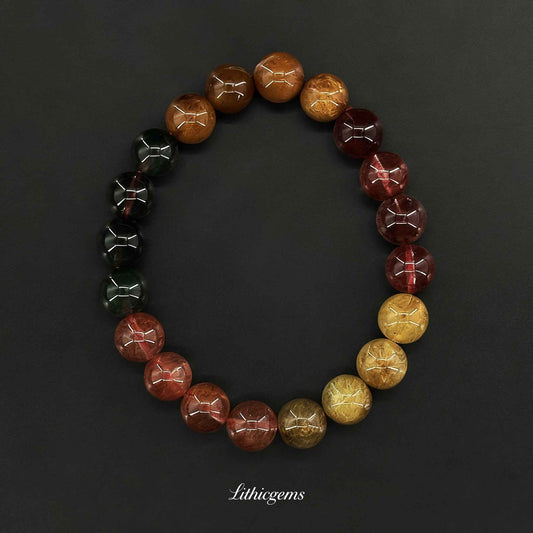 Custom Rainbow Rutilated Quartz Bracelet - Multi-Color Hair Crystal for Full-Spectrum Energy & Manifestation