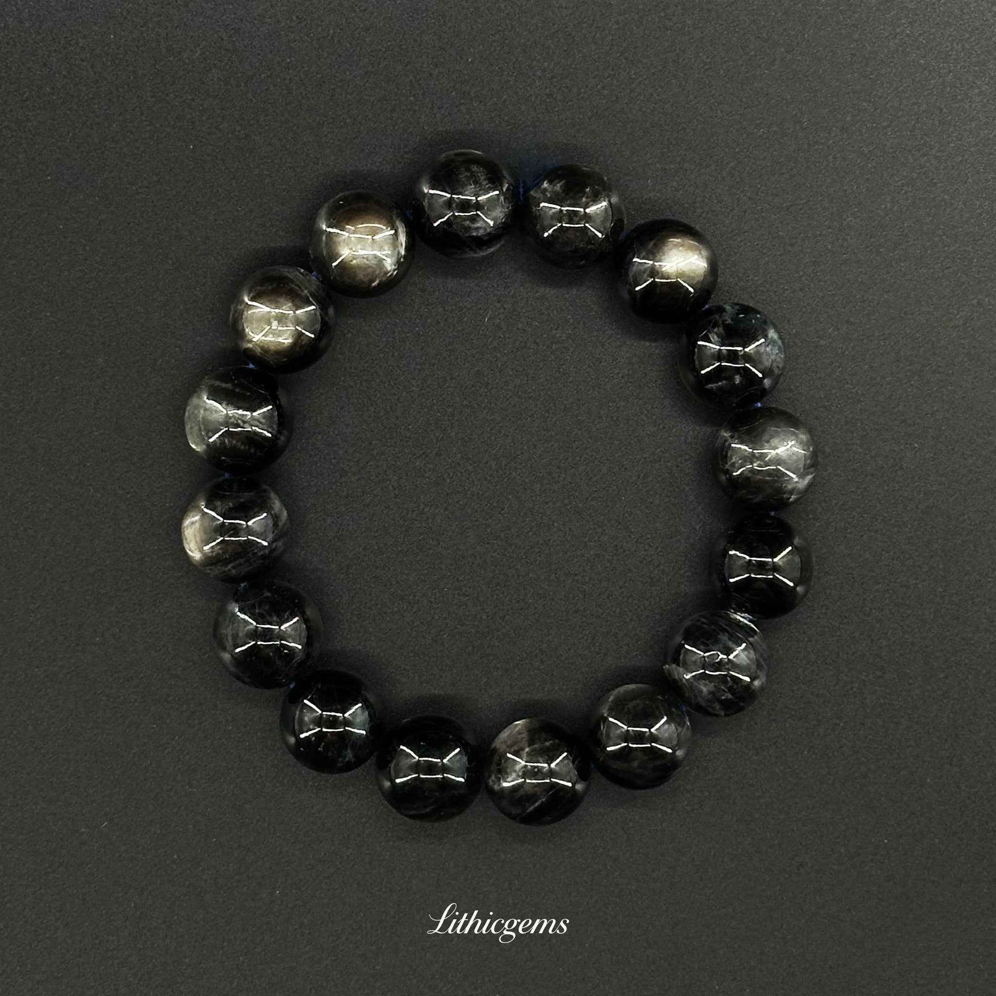 Hell's Eye Aquamarine Bracelet - Abyssal Clarity & Deep Soul Cleansing - 8mm|21±2g Natural Crystal Gemstones - Lithicgems
