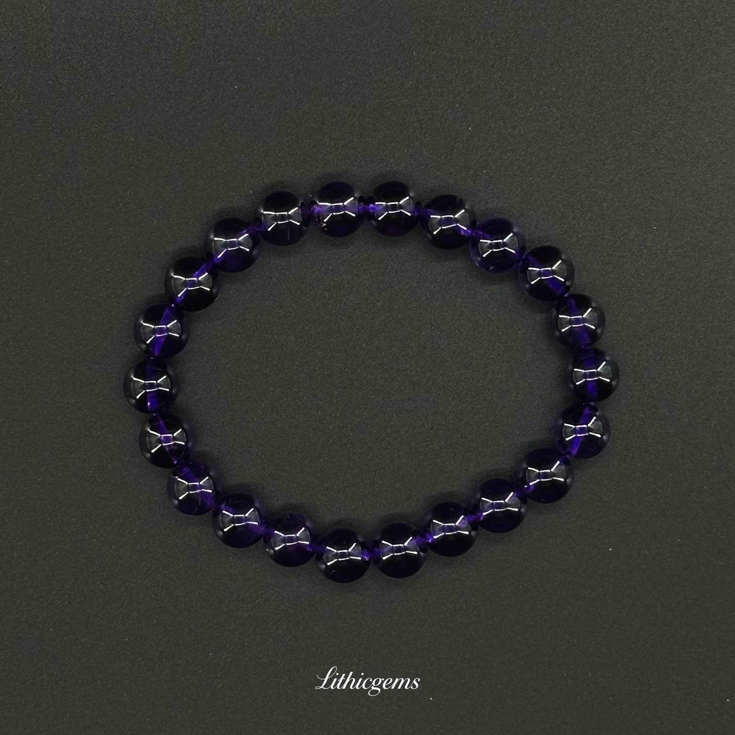 Uruguayan Amethyst Bracelet - Deep Purple Stone for Intuition & Spiritual Mastery - 8mm|21±2g Natural Crystal Gemstones - Lithicgems