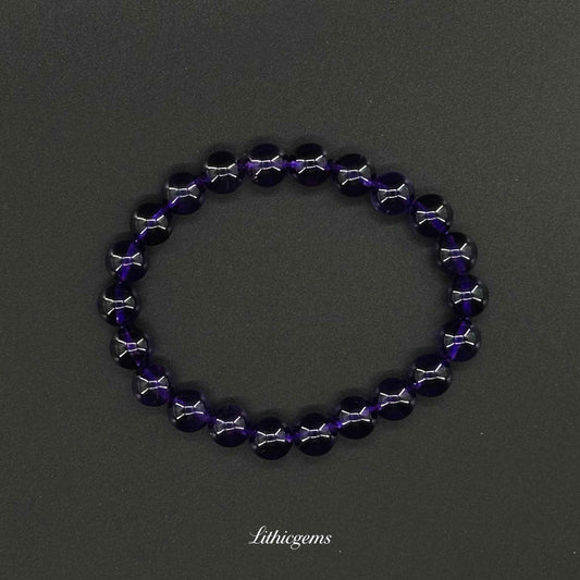 Uruguayan Amethyst Bracelet - Deep Purple Stone for Intuition & Spiritual Mastery - 8mm|21±2g Natural Crystal Gemstones - Lithicgems