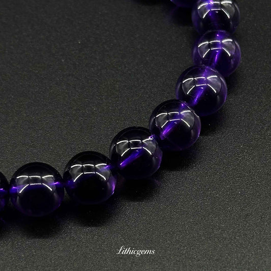 Uruguayan Amethyst Bracelet - Deep Purple Stone for Intuition & Spiritual Mastery - Lithicgems