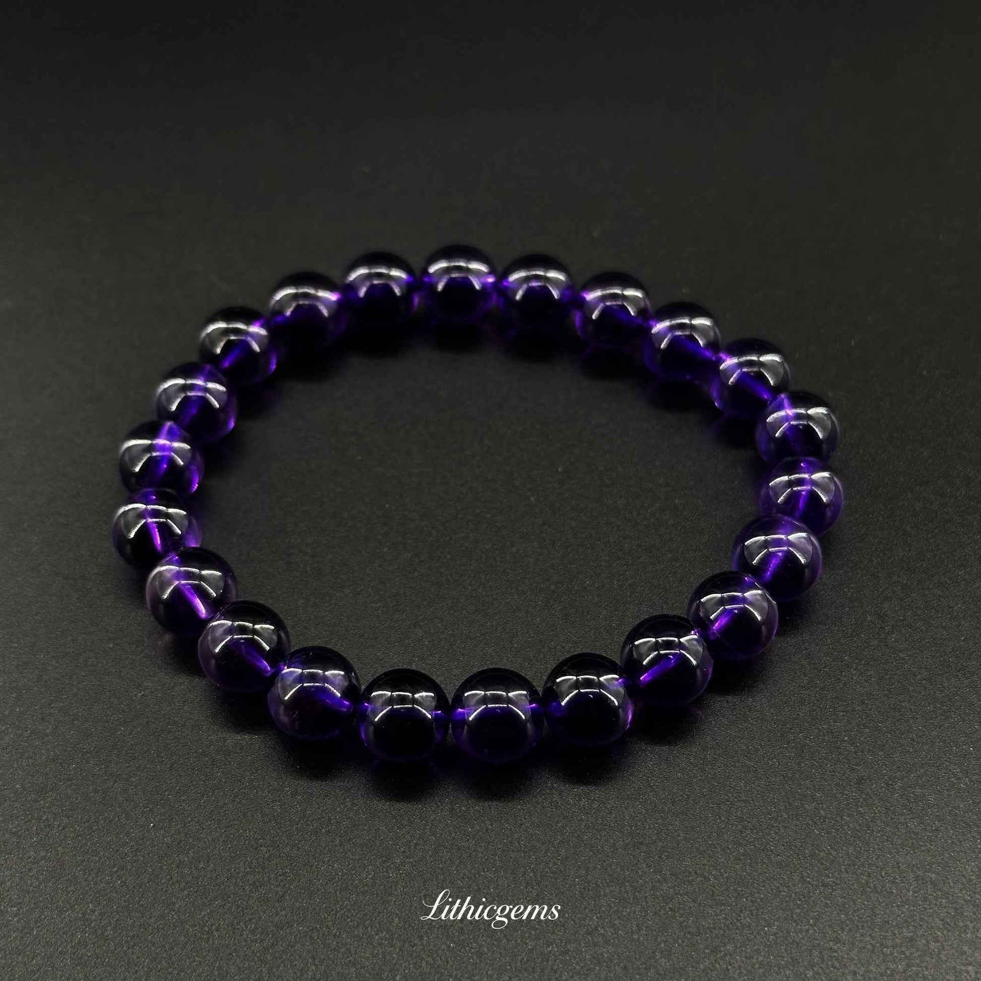 Uruguayan Amethyst Bracelet - Deep Purple Stone for Intuition & Spiritual Mastery - Lithicgems