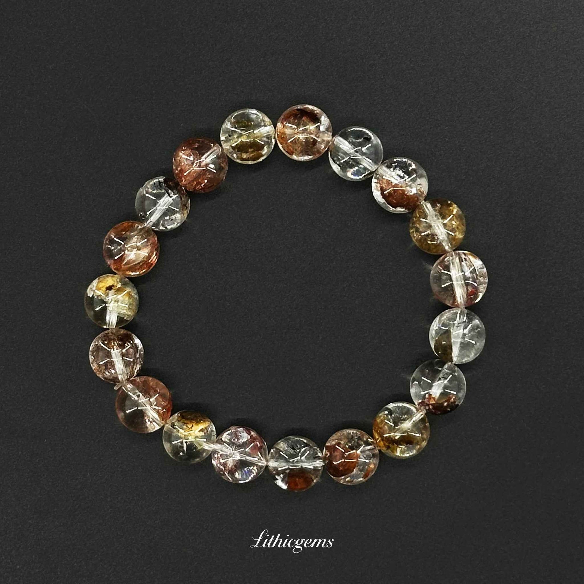 Rainbow Spectral Quartz Bracelet - Prismatic Light for Energy Amplifying & Aura Cleansing - Lithicgems