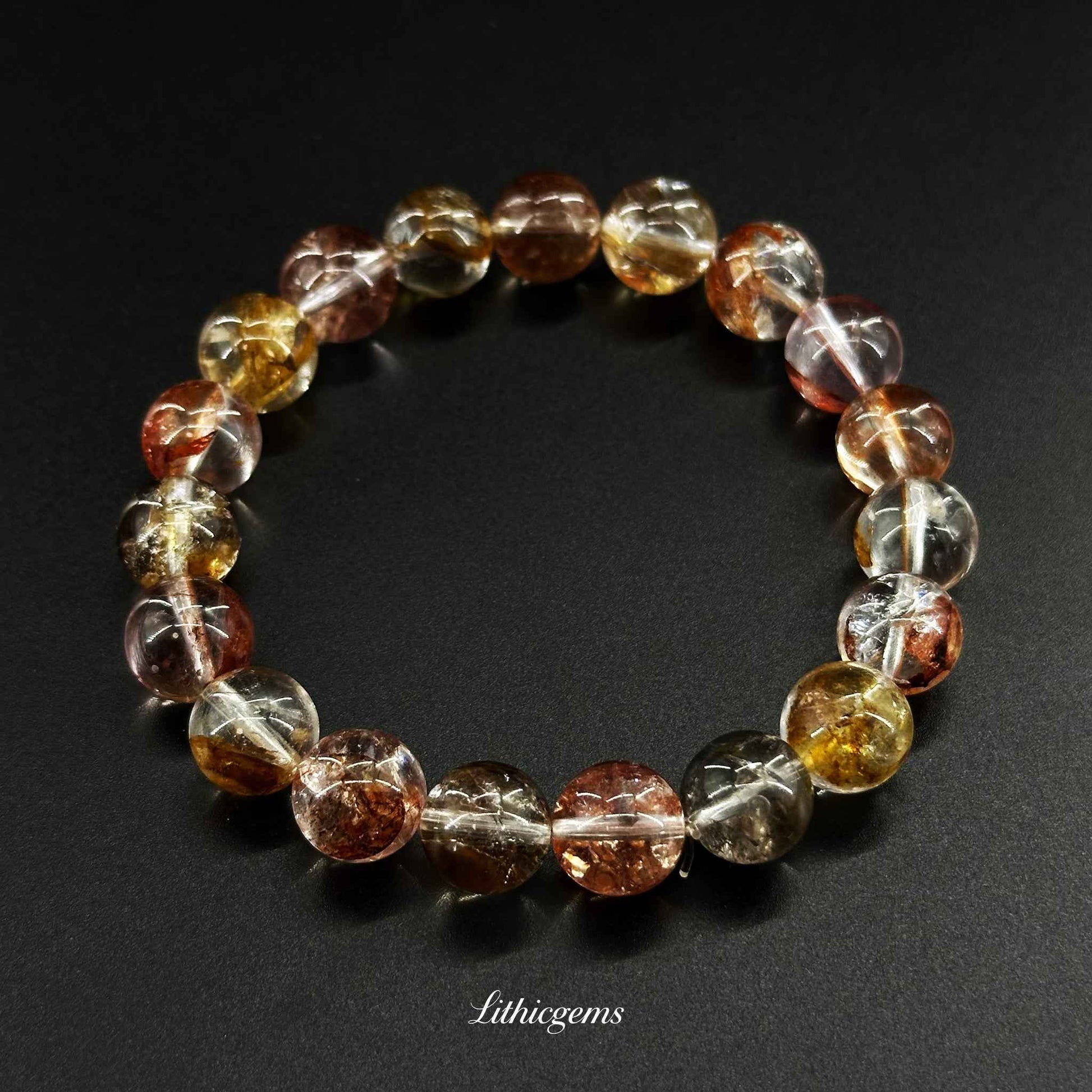 Rainbow Spectral Quartz Bracelet - Prismatic Light for Energy Amplifying & Aura Cleansing - Lithicgems