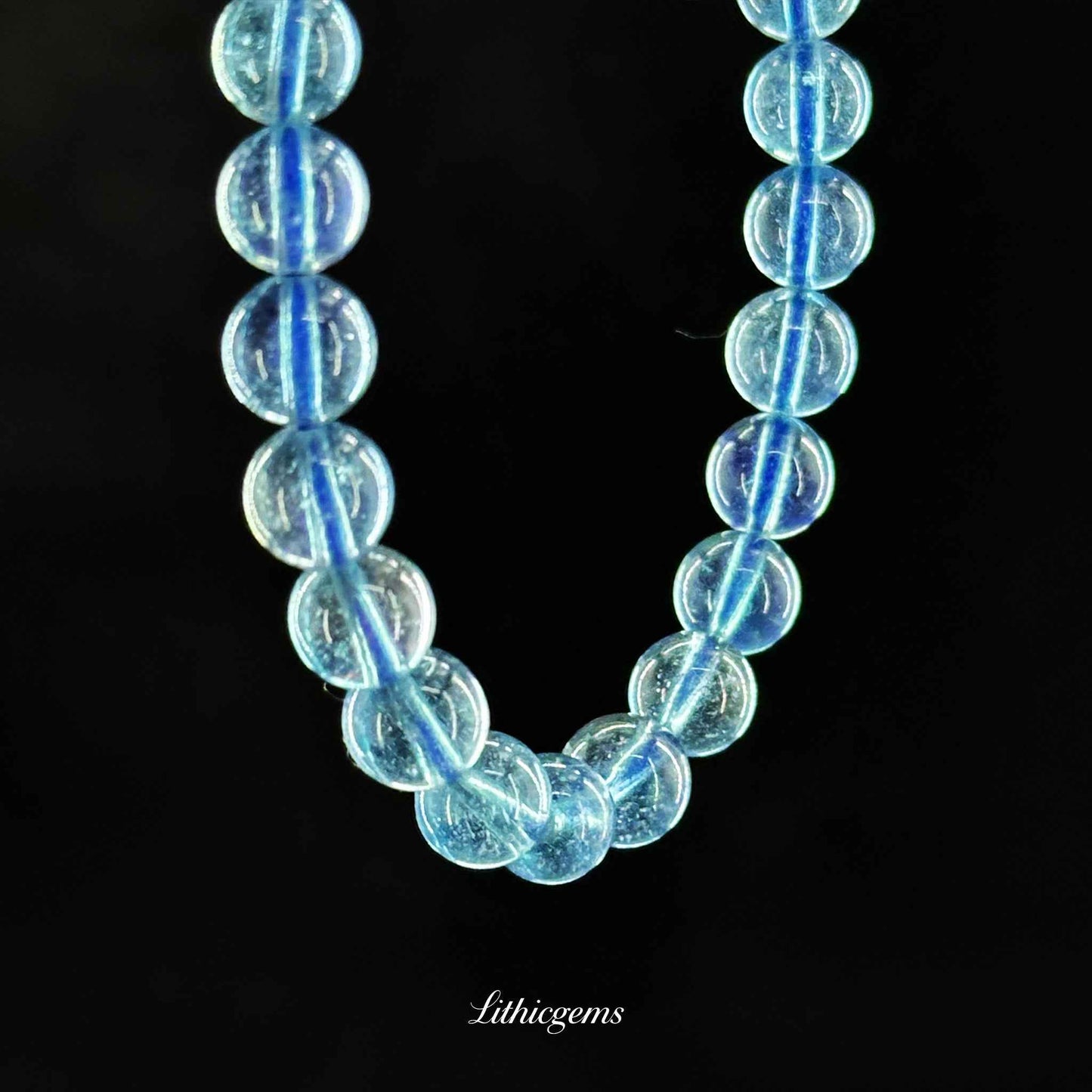 Devil's Blue Aquamarine Bracelet - For Soul Truth & Fearless Communication - Lithicgems
