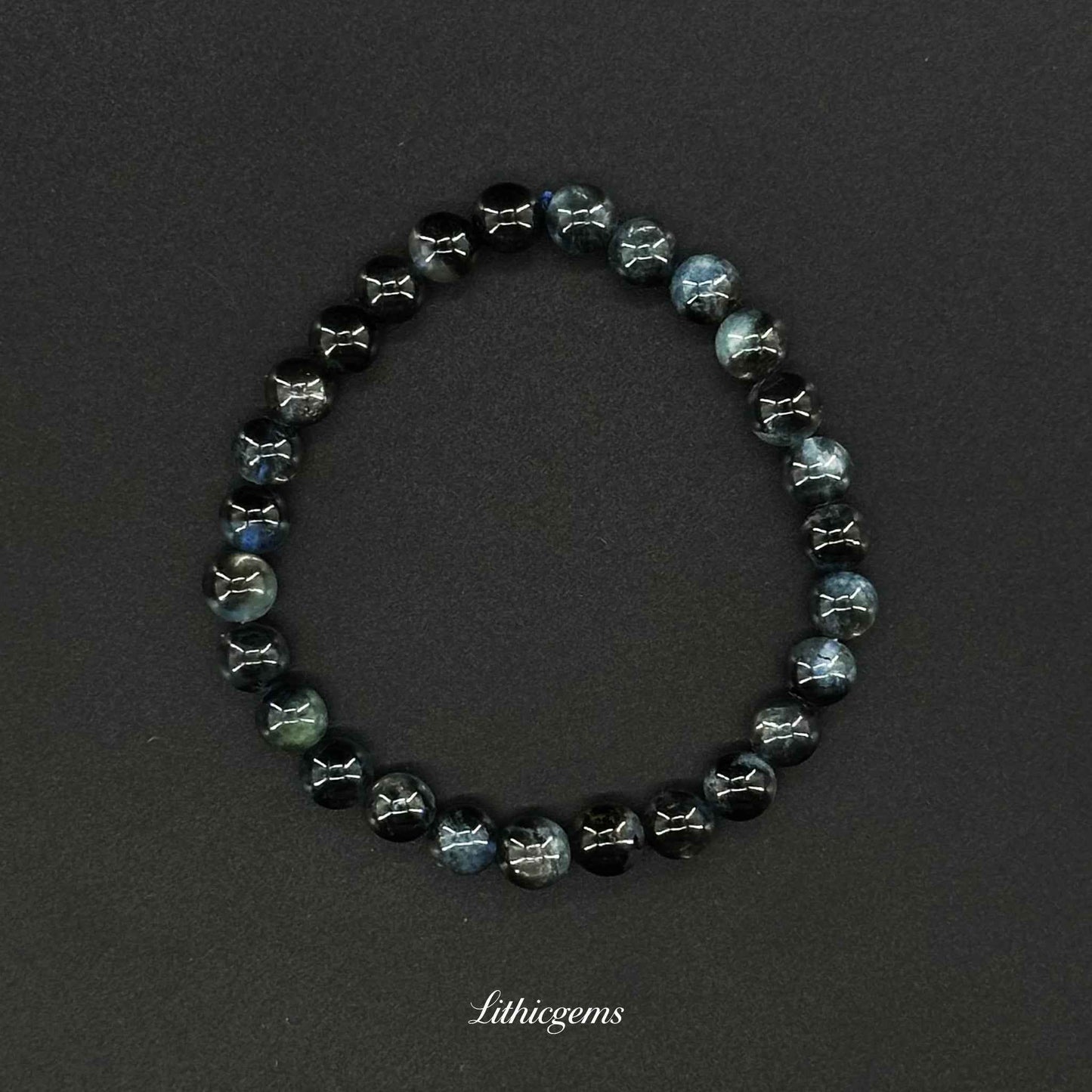 Black Flash Aquamarine Bracelet - For Explosive Insight & Protected Truth - Lithicgems