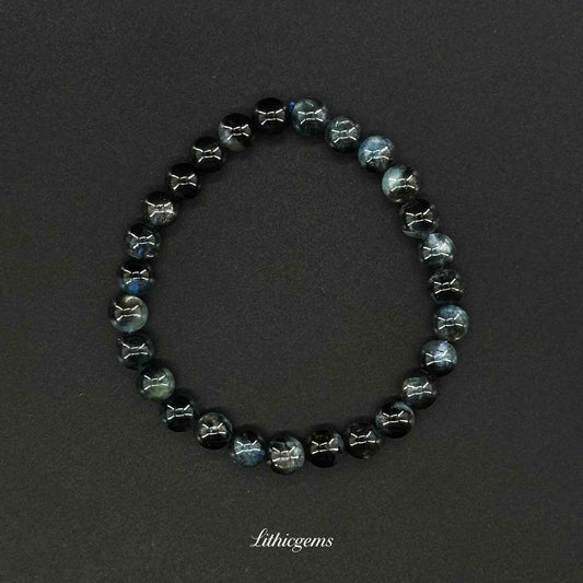 Black Flash Aquamarine Bracelet - For Explosive Insight & Protected Truth - Lithicgems