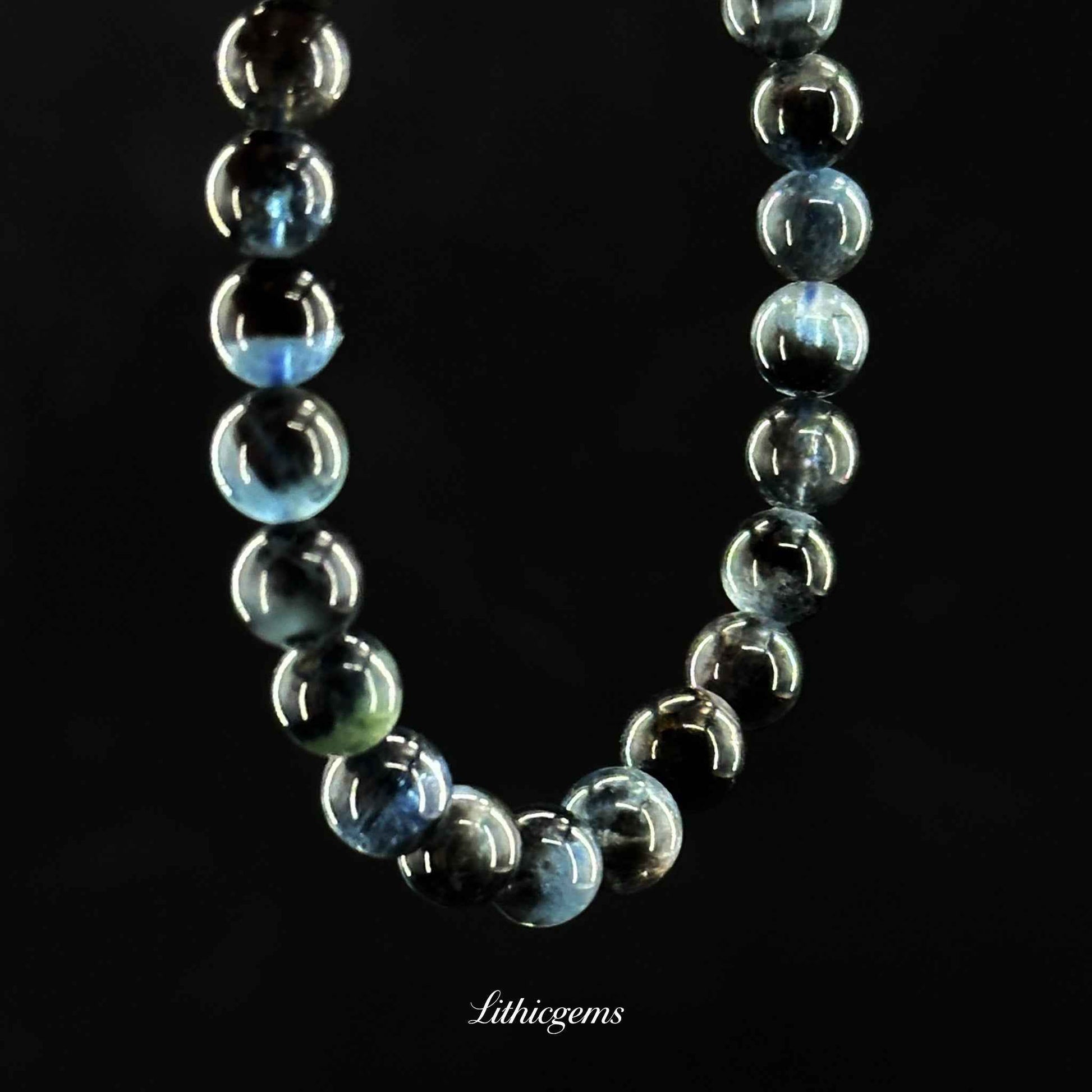 Black Flash Aquamarine Bracelet - For Explosive Insight & Protected Truth - Lithicgems