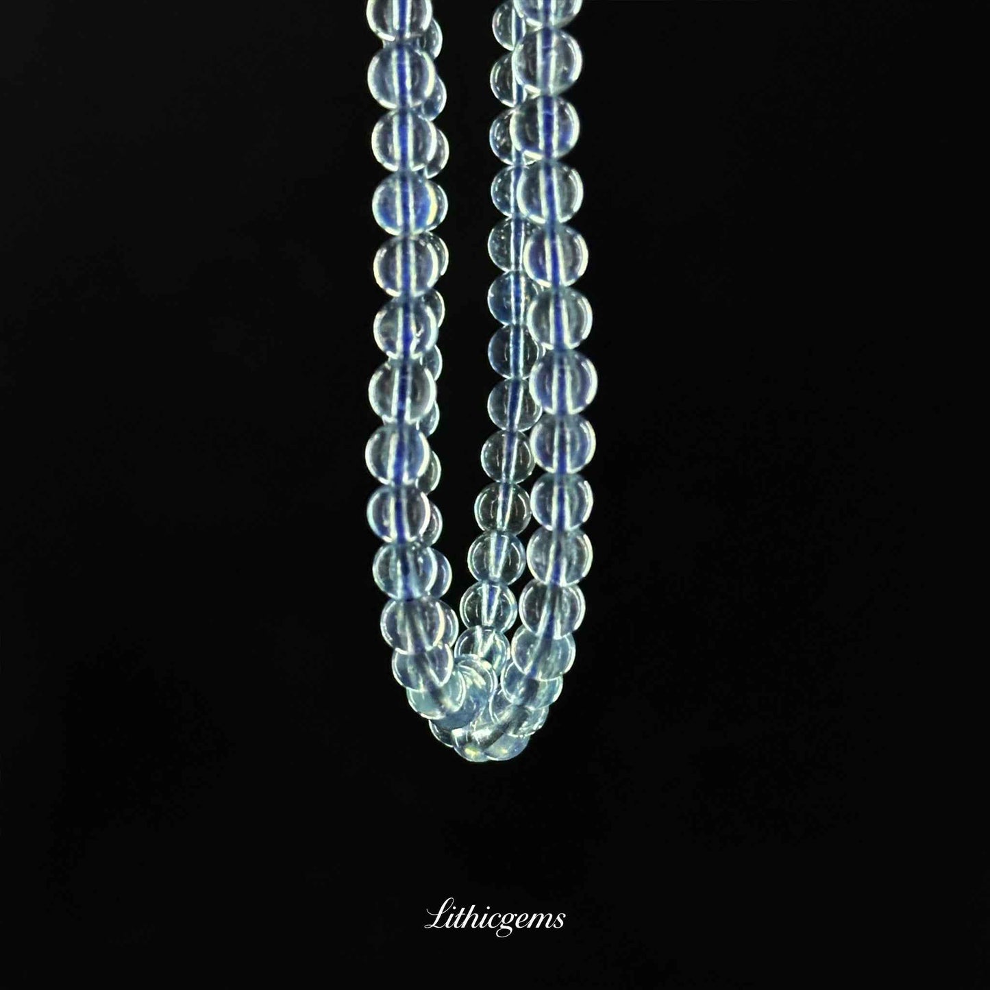 Triple Strand Ice Clear Aquamarine Bracelet - Vortex of Pure Clarity & Soothing Power - Lithicgems