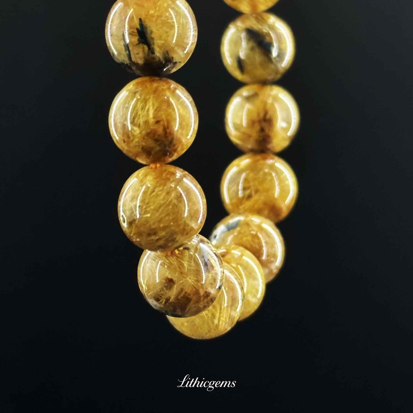 Custom Titanium Quartz Bracelet - Metallic Golden Blooms for Wealth & Energy Shield