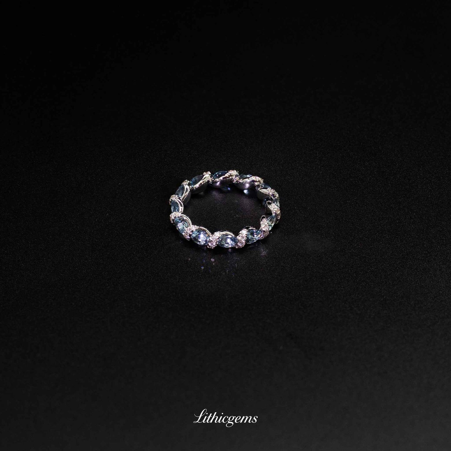 Custom 18K Gold Aquamarine Galaxy Diamond Ring | AIGS/GUILD Certified | LithicGems - Lithicgems