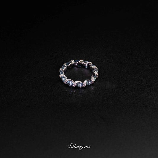 Custom 18K Gold Aquamarine Galaxy Diamond Ring | AIGS/GUILD Certified | LithicGems - Lithicgems