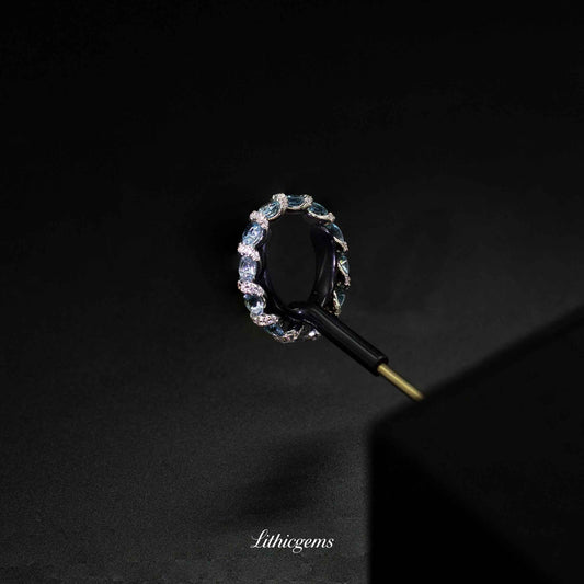 Custom 18K Gold Aquamarine Galaxy Diamond Ring | AIGS/GUILD Certified | LithicGems - Lithicgems