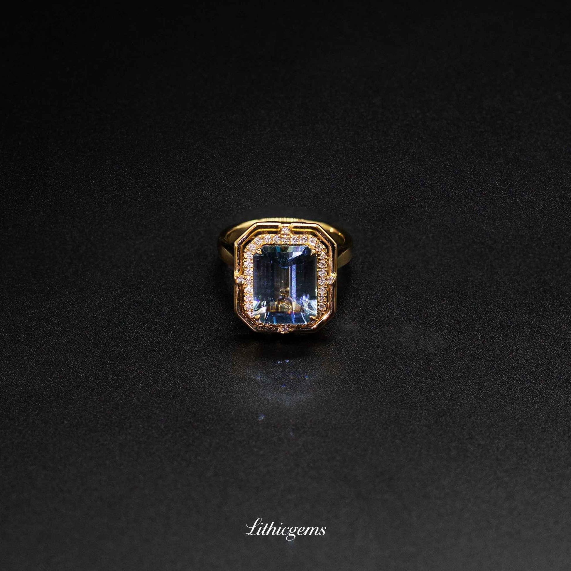 Custom 18K Gold 2-in-1 Convertible Aquamarine & Diamond Ring | AIGS/GUILD Certified - Lithicgems